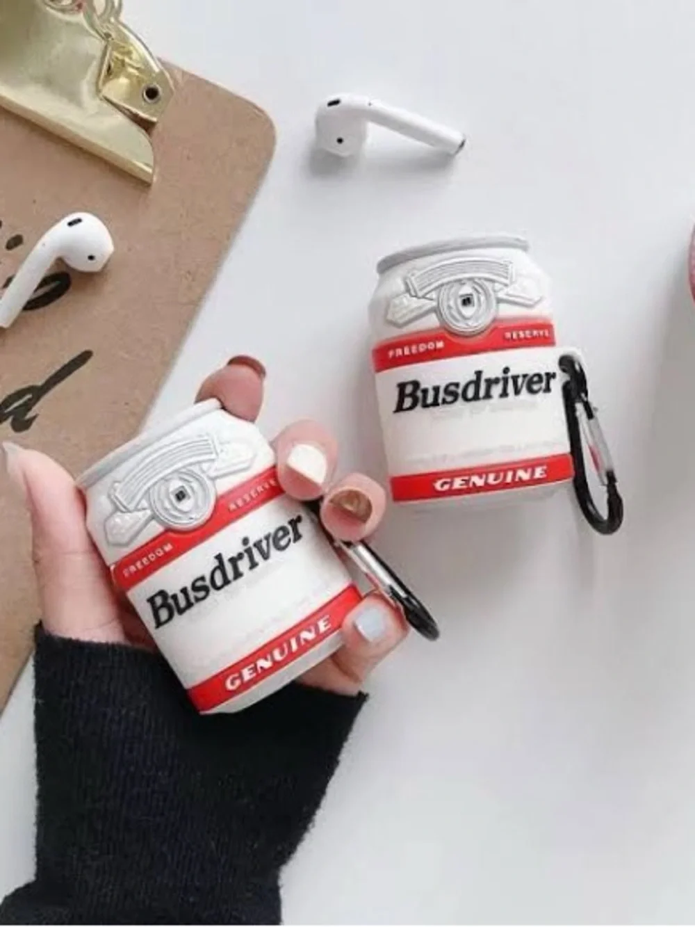 Busdriver White & Red Novelty Can Phone Case with Carabiner